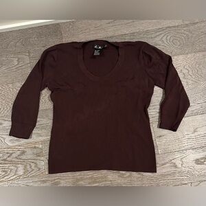 J.A.C. Brown Crew Neck 3/4 Sleeve Stretchy Sweater Size XL